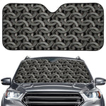 Metal Chainmail Pattern Print Car Windshield Sun Shade