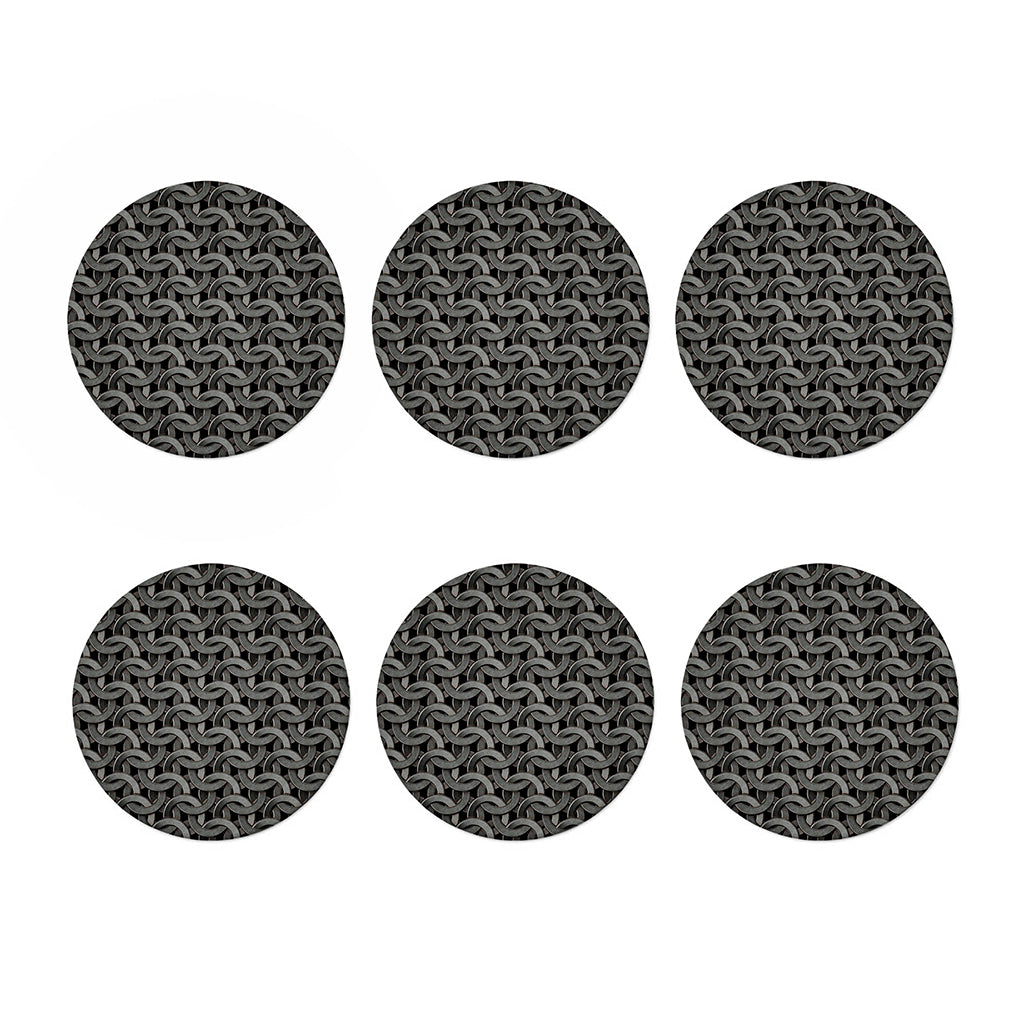 Metal Chainmail Pattern Print Coaster Set