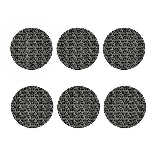 Metal Chainmail Pattern Print Coaster Set