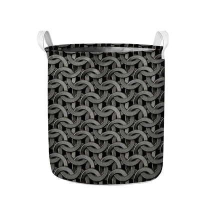 Metal Chainmail Pattern Print Collapsible Laundry Basket