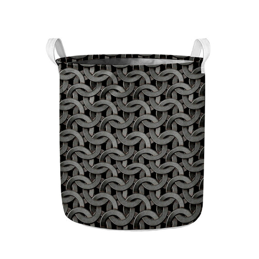 Metal Chainmail Pattern Print Collapsible Laundry Basket