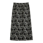 Metal Chainmail Pattern Print Cotton Front Slit Maxi Skirt