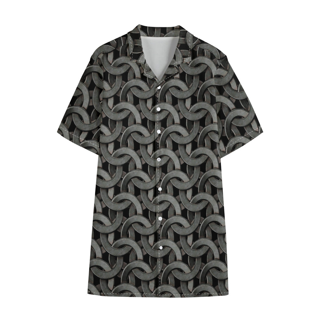 Metal Chainmail Pattern Print Cotton Hawaiian Shirt