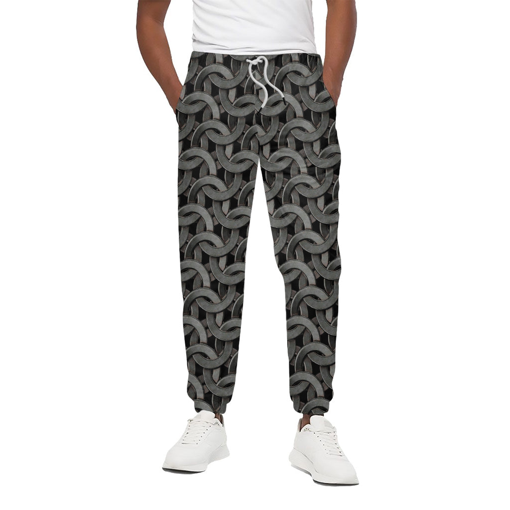Metal Chainmail Pattern Print Cotton Pants