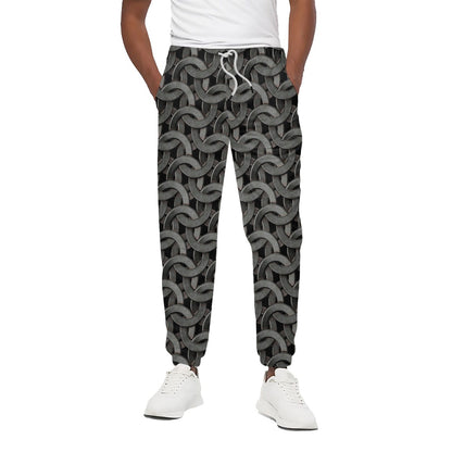 Metal Chainmail Pattern Print Cotton Pants