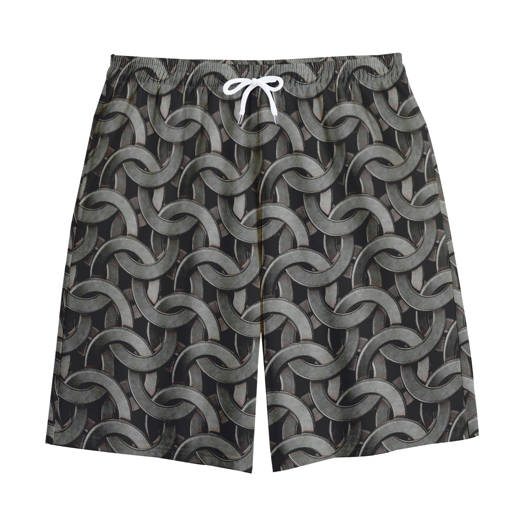 Metal Chainmail Pattern Print Cotton Shorts