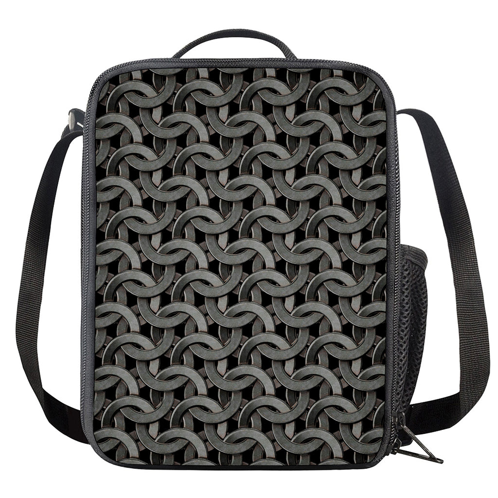 Metal Chainmail Pattern Print Crossbody Lunch Bag