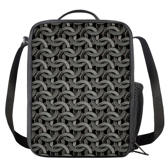 Metal Chainmail Pattern Print Crossbody Lunch Bag