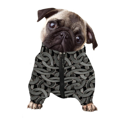 Metal Chainmail Pattern Print Dog Zip Up Jacket