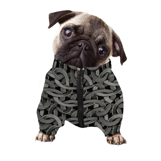 Metal Chainmail Pattern Print Dog Zip Up Jacket