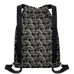 Metal Chainmail Pattern Print Drawstring Backpack