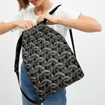 Metal Chainmail Pattern Print Drawstring Backpack