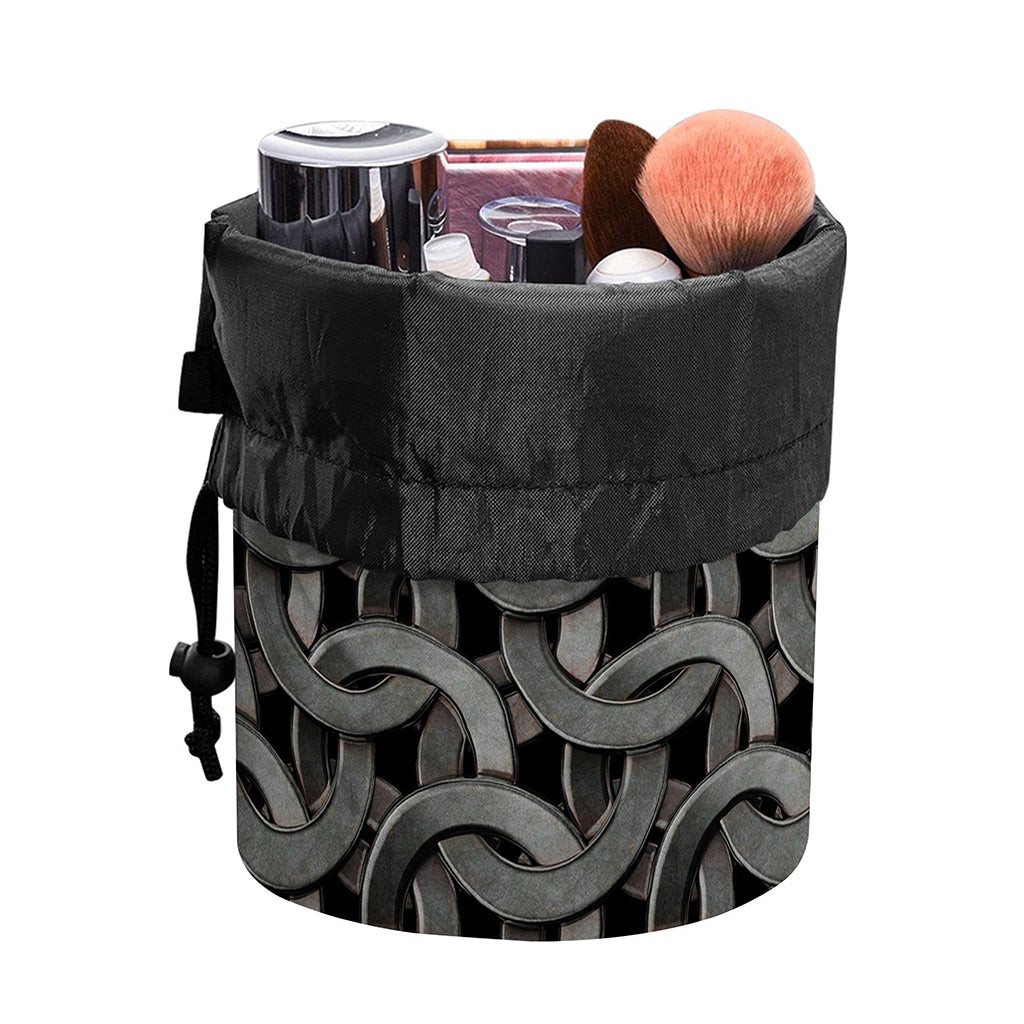 Metal Chainmail Pattern Print Drawstring Makeup Bag