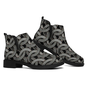 Metal Chainmail Pattern Print Flat Ankle Boots