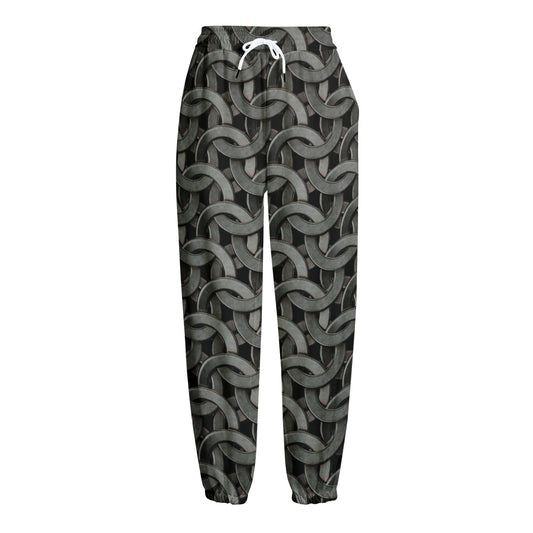 Metal Chainmail Pattern Print Fleece Lined Knit Pants