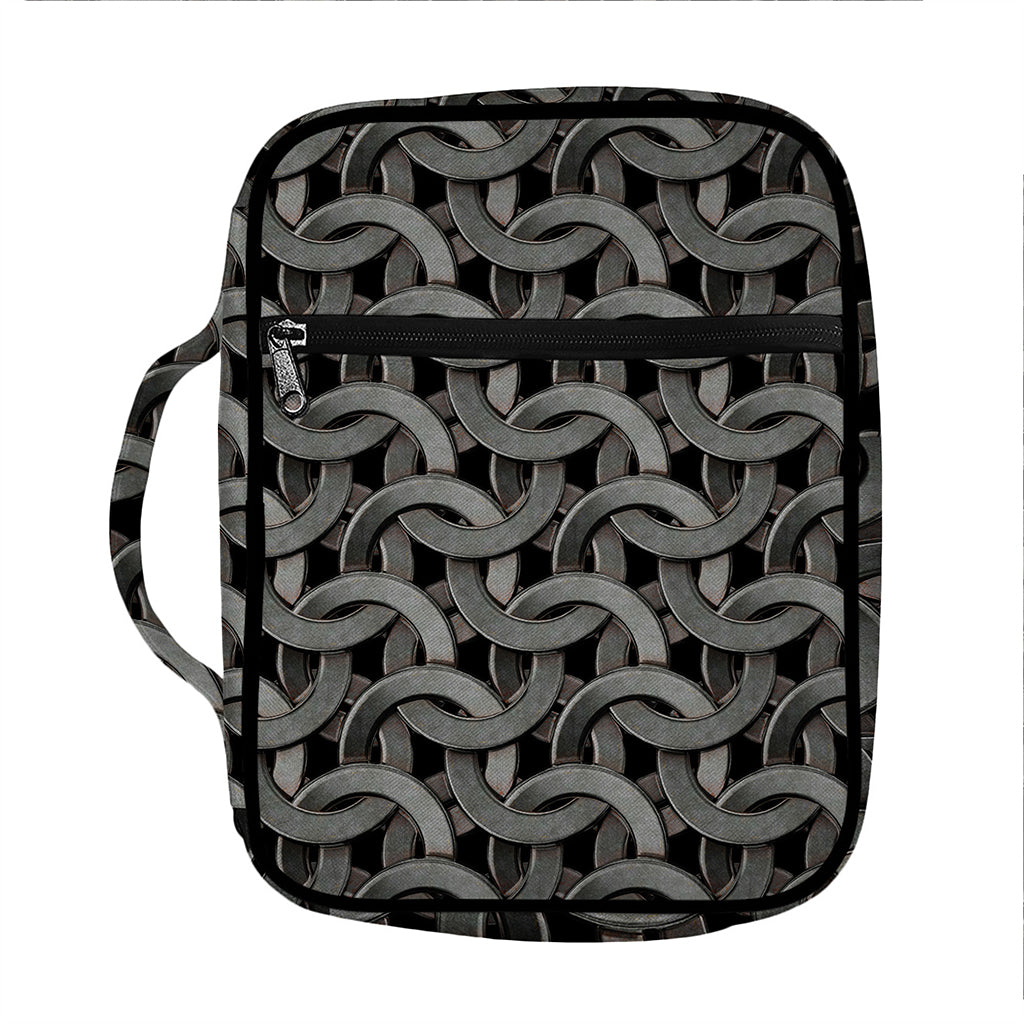 Metal Chainmail Pattern Print Front Pocket Bible Bag