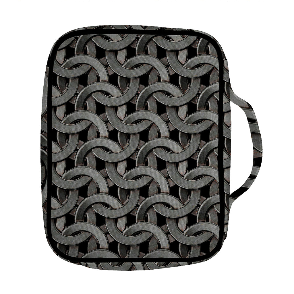Metal Chainmail Pattern Print Front Pocket Bible Bag