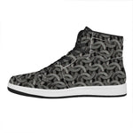 Metal Chainmail Pattern Print High Top Leather Sneakers