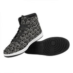 Metal Chainmail Pattern Print High Top Leather Sneakers