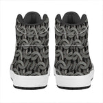 Metal Chainmail Pattern Print High Top Leather Sneakers
