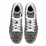 Metal Chainmail Pattern Print High Top Leather Sneakers