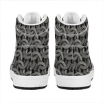 Metal Chainmail Pattern Print High Top Leather Sneakers