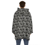 Metal Chainmail Pattern Print Hoodie Blanket