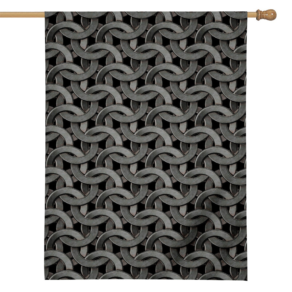 Metal Chainmail Pattern Print House Flag