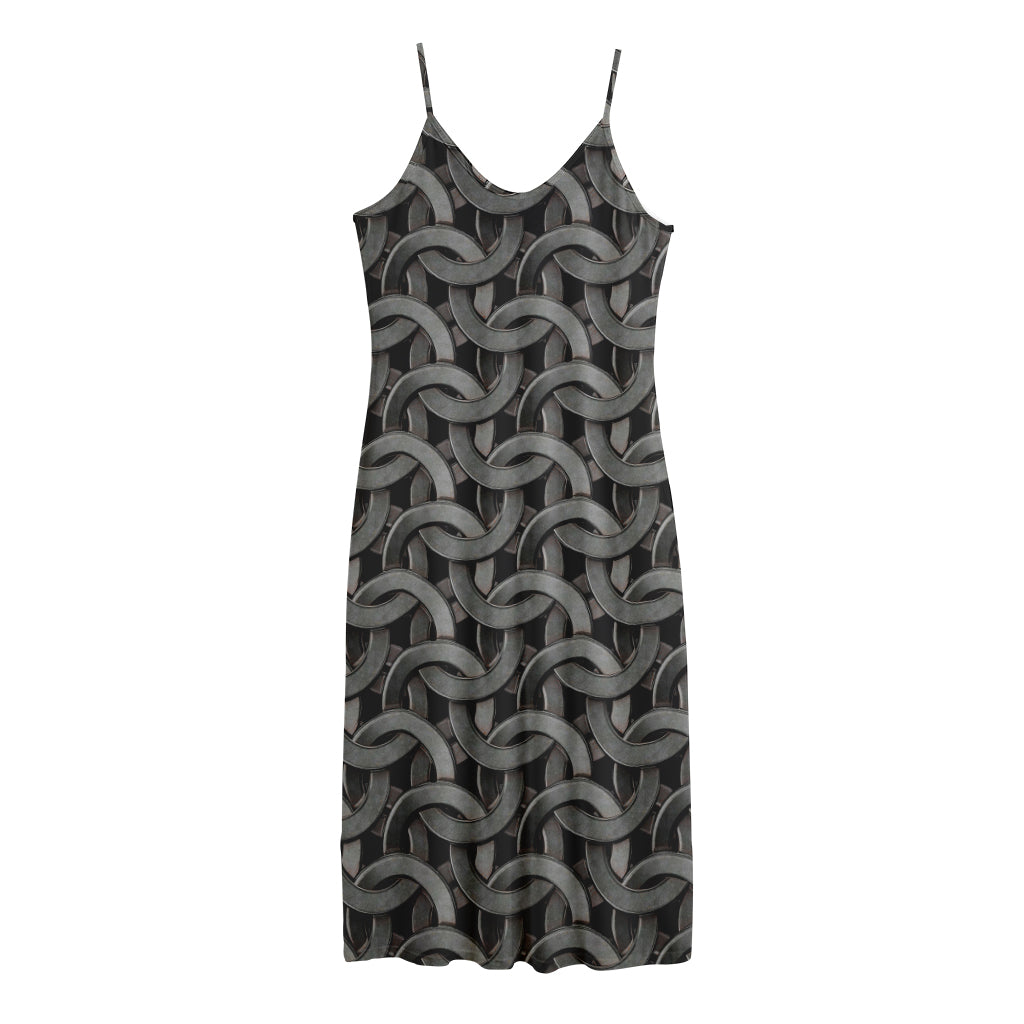 Metal Chainmail Pattern Print Jersey Midi Cami Dress