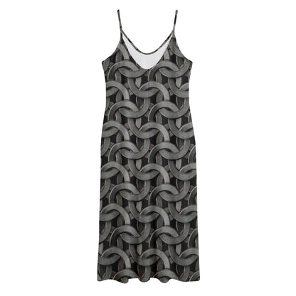 Metal Chainmail Pattern Print Jersey Midi Cami Dress