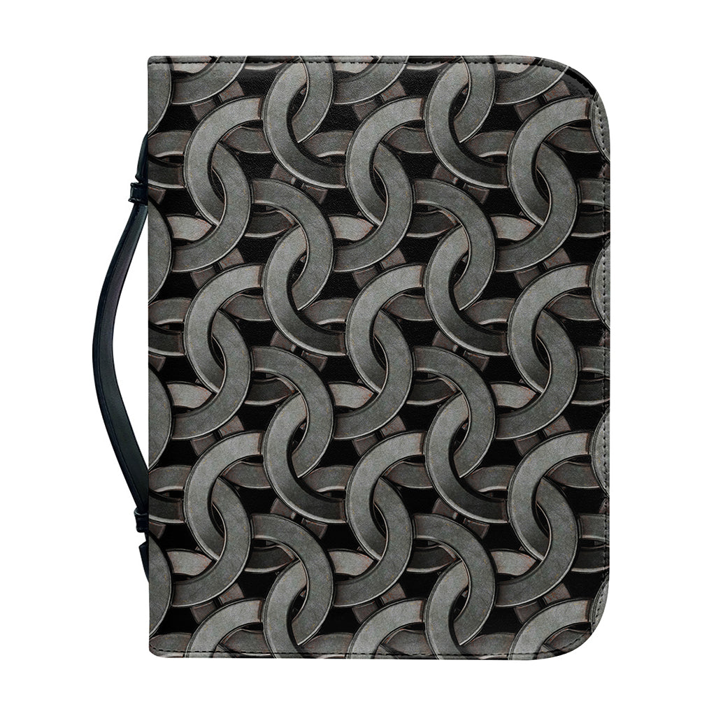 Metal Chainmail Pattern Print Leather Bible Cover