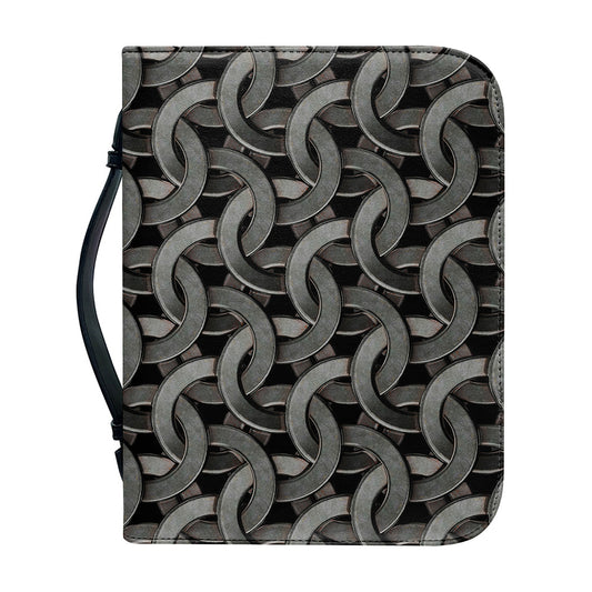 Metal Chainmail Pattern Print Leather Bible Cover
