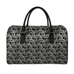 Metal Chainmail Pattern Print Leather Duffle Bag