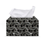 Metal Chainmail Pattern Print Leather Tissue Box Cover