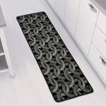 Metal Chainmail Pattern Print Long Kitchen Mat