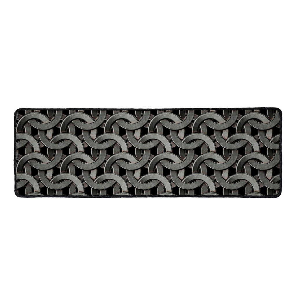 Metal Chainmail Pattern Print Long Kitchen Mat