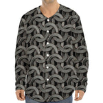 Metal Chainmail Pattern Print Long Sleeve Baseball Jersey