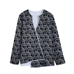 Metal Chainmail Pattern Print Long Sleeve Short Coat