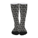 Metal Chainmail Pattern Print Long Socks