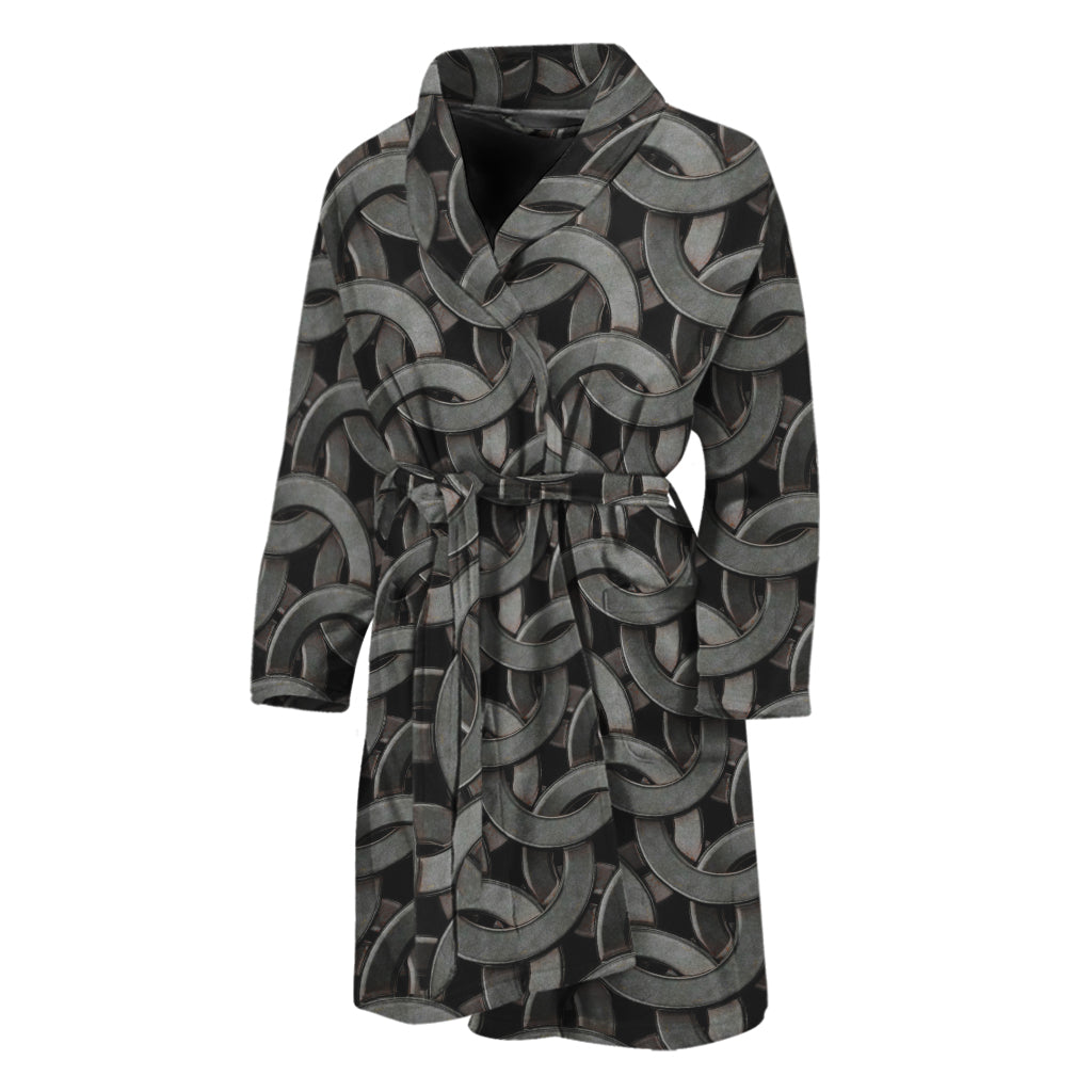 Metal Chainmail Pattern Print Men's Bathrobe