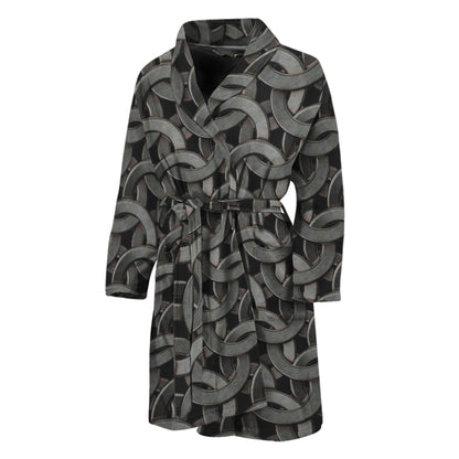 Metal Chainmail Pattern Print Men's Bathrobe