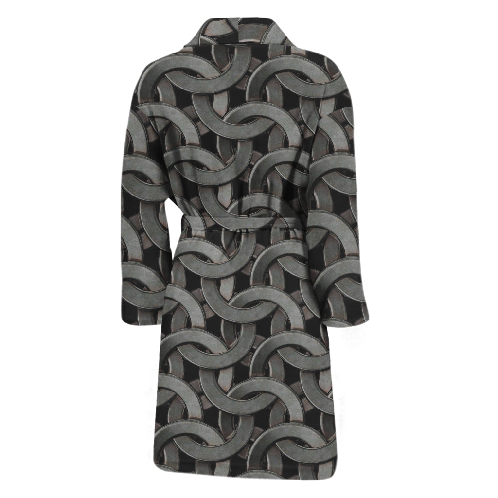 Metal Chainmail Pattern Print Men's Bathrobe