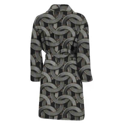Metal Chainmail Pattern Print Men's Bathrobe