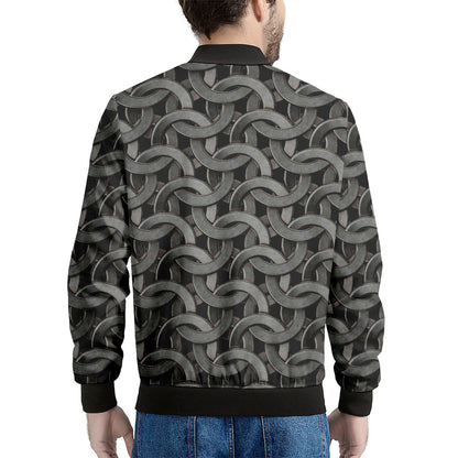Metal Chainmail Pattern Print Men's Bomber Jacket