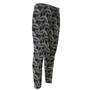 Metal Chainmail Pattern Print Men's Compression Pants