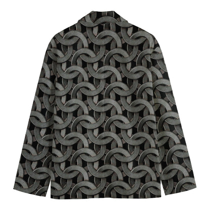 Metal Chainmail Pattern Print Men's Cotton Blazer