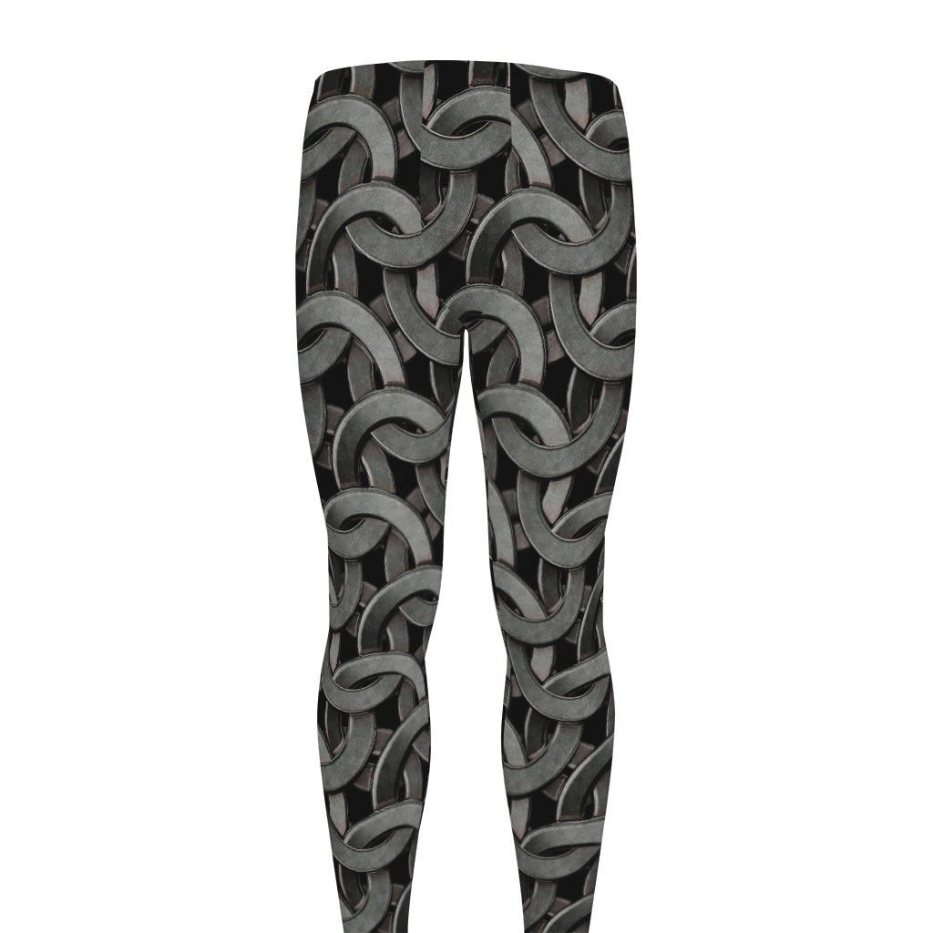 Metal Chainmail Pattern Print Men's leggings