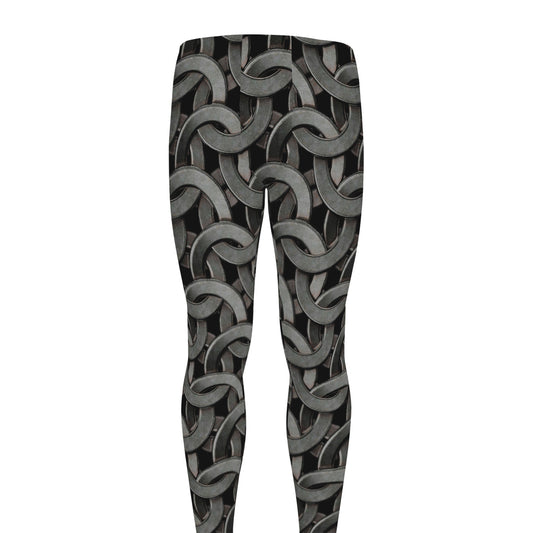 Metal Chainmail Pattern Print Men's leggings