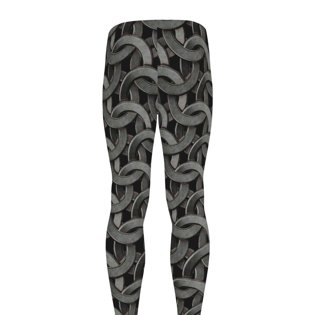 Metal Chainmail Pattern Print Men's leggings