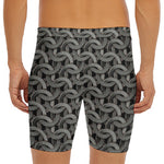 Metal Chainmail Pattern Print Men's Long Boxer Briefs